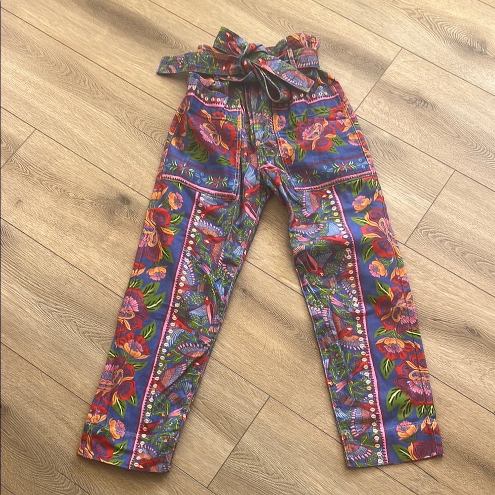 Farm Rio Blue Macaw Flight Pants NWT